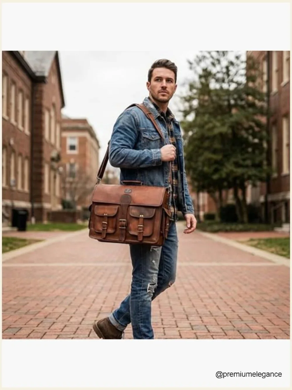 Handmade Full Grain Leather Laptop Messenger Bag, 18 inch Crossbody, Briefcase